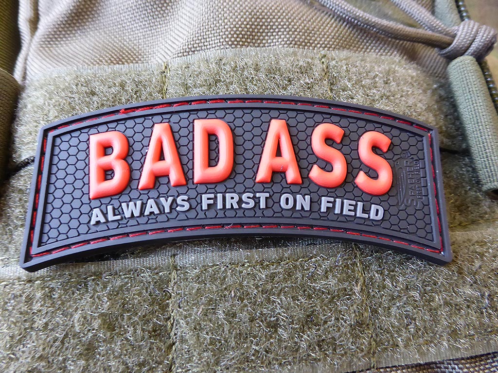 BAD ASS, Always first on field Patch, red blackops / 3D Rubber Patch